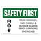 Signmission OSHA Wear Goggles Face Shield And W/ Symbol 14in X 10in Rigid Plastic, 14" W, 10" H, Landscape OS-SF-P-1014-L-11008 - alternate 1